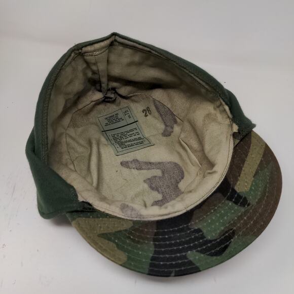 U.S. Military BDU Combat Cap Green Brown Camo Size 7.5 Ear Flaps - Picture 8 of 9